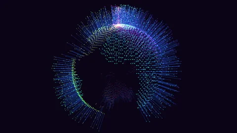 Futuristic sphere with energetic lines background Stockbeeldmateriaal 316768267