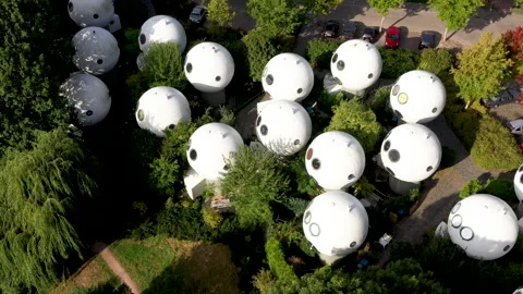 Futuristic Sphere Houses Video stock 140619628