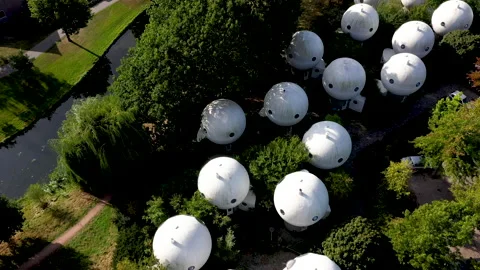 Futuristic Sphere Houses Video stock 140619890