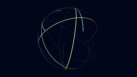 Futuristic sphere from lines on dark space Stock Footage 199311211