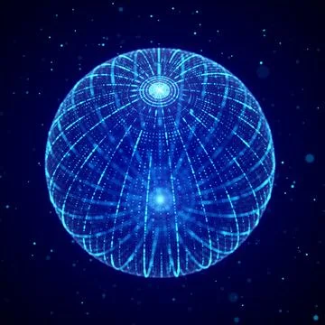Futuristic sphere made of particles for connect network Illustrazione stock
