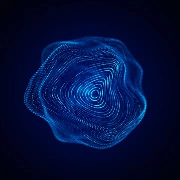 Futuristic sphere made of particles. Flow of atoms in cyberspace. Space ene.. Stock Illustration