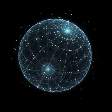 Futuristic sphere made of particles. Global network connection structure. B.. Stock Illustration