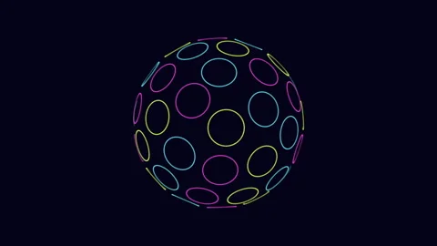 Futuristic sphere from rainbow rings on black gradient Vídeo Stock 233262199