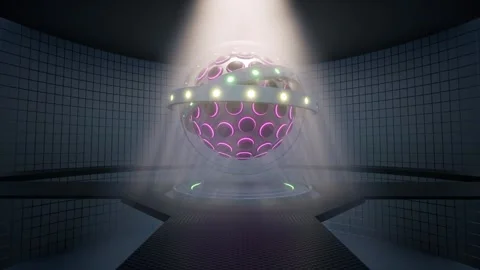 Futuristic sphere reactor 3d game science scene generator energy Stock Footage 257594019