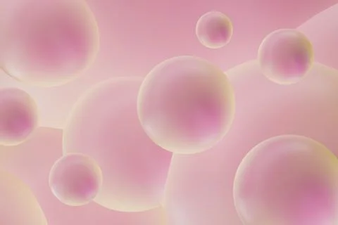 Futuristic spherical pattern background  with translucent pink bubbles and so Stock Illustration