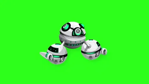 Futuristic Spherical Space Objects Floating on Green Screen Background Stock Footage 345118069
