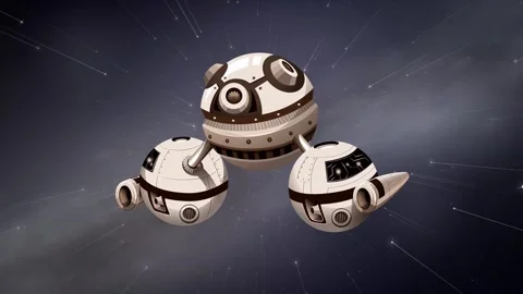 Futuristic Spherical Spacecraft Floating Through a Starry Deep Space Nebula Stock Footage 345304145