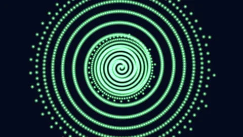 Futuristic spiral sphere with neon led glitters and lines in black galaxy Stock Footage 245562161