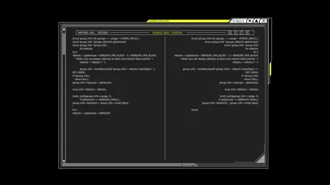 Futuristic Split Screen Programming Interface With Dual Source Code Stock Footage 341355988