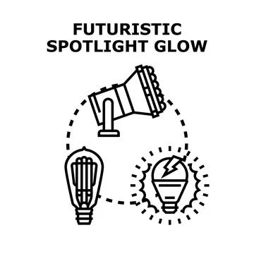 Futuristic spotlight glow concept with edison and led light bulbs Stock Illustration