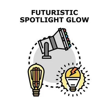 Futuristic spotlight glow concept with edison and led light bulbs Stock Illustration