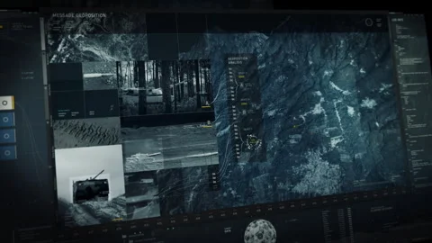 Futuristic Spying target tracking system has located the military base position Stock Footage 268987176