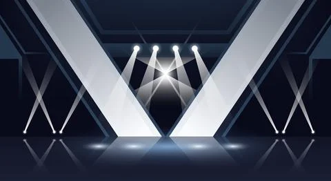 Futuristic stage background geometric V shaped design in dark blue and silv.. Illustrazione stock