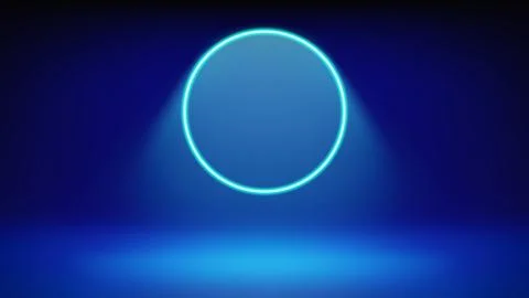 Futuristic stage blue background. Circular cyan neon, modern led halo. Backdrop Stock Illustration