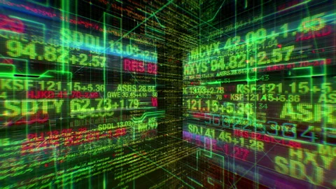 Futuristic Stock Market Data Matrix with Streaming Numbers and Graphs - LOOP Stock Footage 331694157
