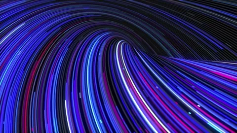 Futuristic stream of neon rays. Abstract colorful background with curve light Stock Footage 259298586