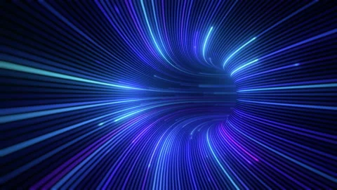 Futuristic stream of neon rays. Particle trails background.  Stock Footage 204801543