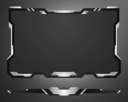 Futuristic stream overlay video screen interface panel with metallic borders Stock Illustration