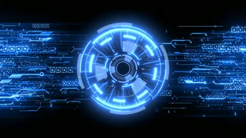 Futuristic streaming data transfer technology HUD video Vidéo 209151249