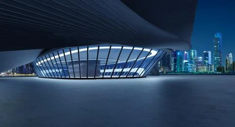 Futuristic streamlined design building exterior Stock Illustration