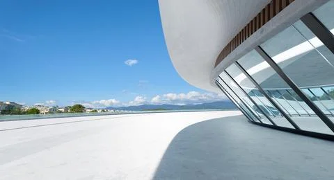 Futuristic streamlined design building exterior Stock Illustration