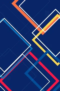 Futuristic stripe-like arrow frames in orange, blue, and white run diagonal.. Stock-Illustration