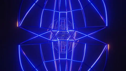 Futuristic structure neon multicolor psychedelic hypnotic VJ loop. Stock Footage 221830122