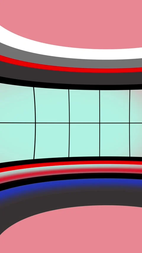 Futuristic studio set with grid background and cyan lighting. Stock Footage 345963820