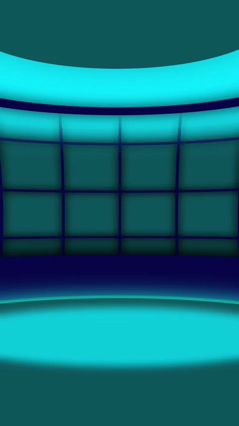 Futuristic studio set with grid background and cyan lighting. Sci-fi techno.. Stock Footage 345963963
