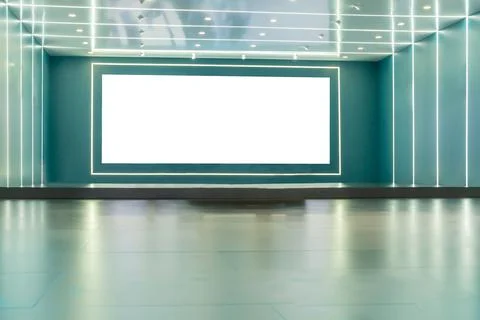 Futuristic style empty ground floor with decoration, copy space for background. Stock Photos
