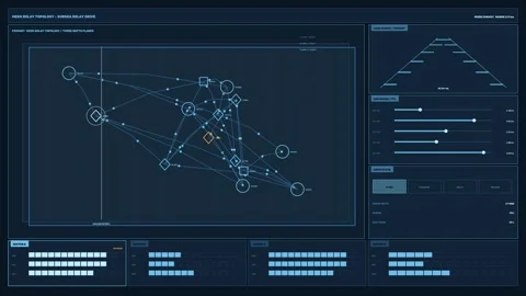 Futuristic Subsea Relay Network HUD Stock Footage 342558276