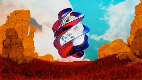 Futuristic surreal egg alien ship spinning in endless loop 스톡 동영상 128175622