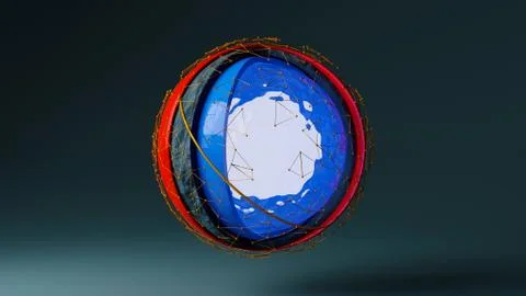 Futuristic Surreal Sphere. Material Design in 3D Rendering. Illustrazione stock