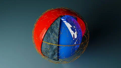 Futuristic Surreal Sphere. Material Design in 3D Rendering. Stock Illustration