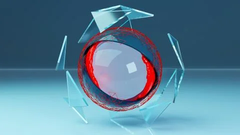 Futuristic Surreal Stone Sphere. Material Design in 3D Rendering.	 Stock Illustration