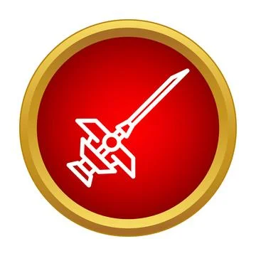 Futuristic sword weapon on red circular icon Illustrazione stock
