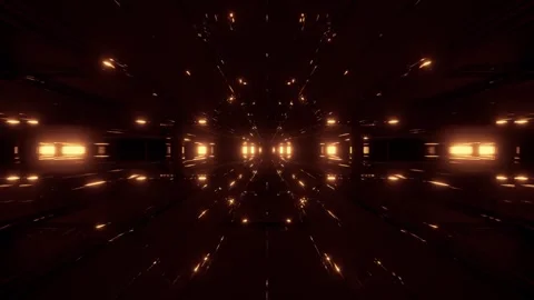 Futuristic Symmetric Lights: Sci-Fi Digital Glow Tunnel Stock Footage 303142381