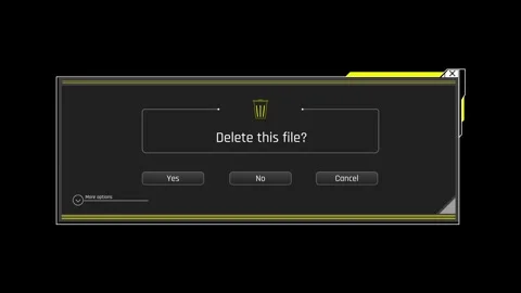 Futuristic System Delete File Confirmation Dialog On Black Background Stock Footage 340553564