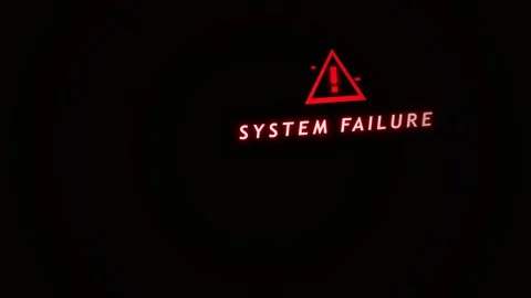 Futuristic System Failure Alert with Glowing Red Warning Sign. Stock Footage 332948957