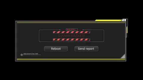Futuristic System Hacked Alert With Cyber Attack Warning Reboot Controls Stock Footage 340553580