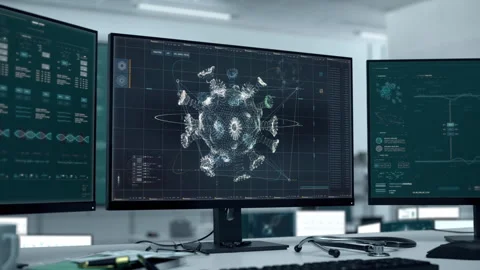 The Futuristic system identifies deadly sars-cov-2 virus after the cell analysis Stock Footage 288998137
