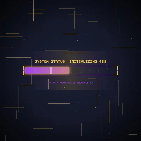 Futuristic System Initialization Progress Bar 0% Loading Screen UI Element Stock Footage 348198392