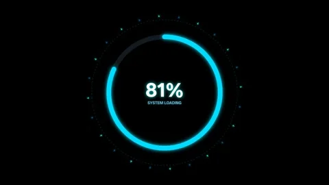Futuristic system loading progress circle with percentage counter on dark ba 库存影片 346970820