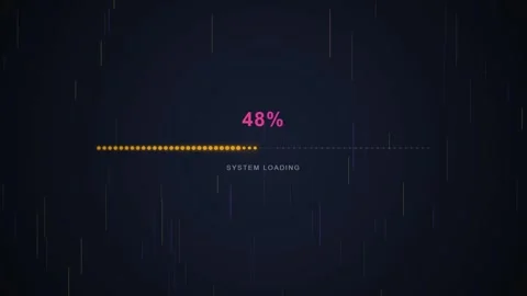 Futuristic System Loading Screen with 0% Progress Bar and Digital Rain Effect Stock Footage 348416033