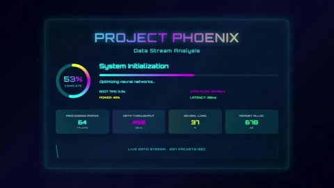 Futuristic System Loading UI Animation Modern Tech Progress Bar. Stock-Footage 321922030