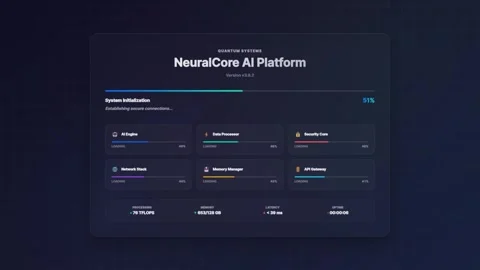 Futuristic System Loading UI Animation Modern Tech Progress Bar. Stock-Footage 321922403