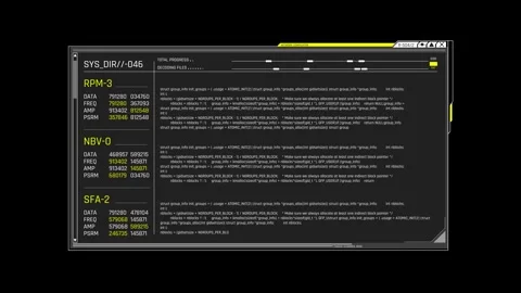 Futuristic System Monitoring Console With Programming Code Telemetry Data Stock Footage 341355999