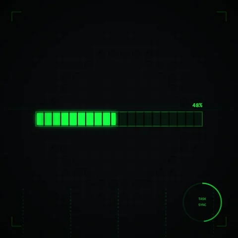 Futuristic System Optimizing Progress Bar with Green Digital Interface Stock Footage 347265734