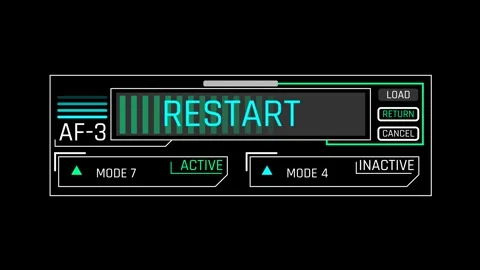 Futuristic System Restart Interface With Active Mode And Progress Status Видео 344961026